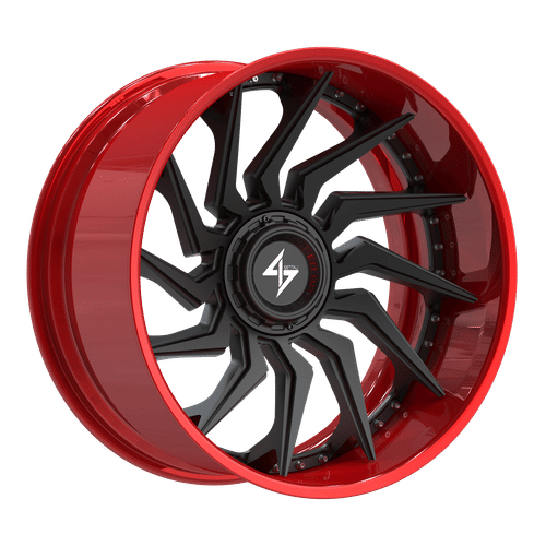 SENTALI BFX BFX4 Red Lip / Matte Black Centre 22x10 8x165.1/8x180 Wheels | Offset: -24 | Backspace: nan | Bore: 125.2