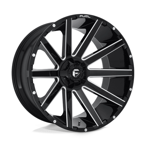 Fuel D615 GLOSS BLACK MILLED 24x12 6x135/6x139.7 Wheels | Offset: -44 | Backspace: 4.77 | Bore: 106.1