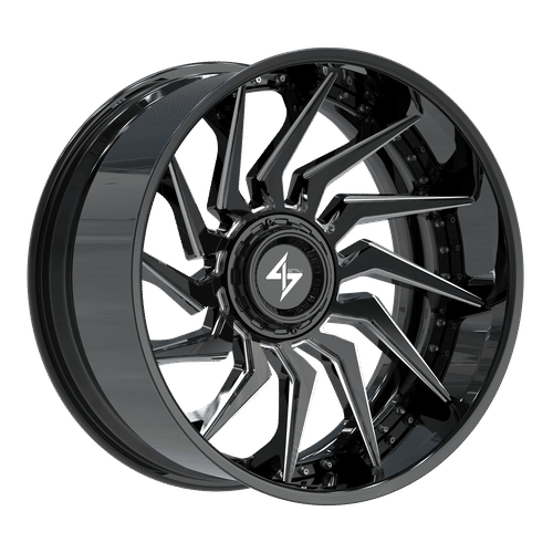 SENTALI BFX BFX4 Gloss Black Lip / Gloss Black Milled Centre 24x12 8x165.1/8x180 Wheels | Offset: -44 | Backspace: nan | Bore: 125.2