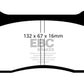 EBC 2012+ Nissan GT-R R35 (w/M12/M14 Bolts & Iron Rotors) Yellowstuff Rear Brake Pads